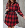 Bozanly Women's Oversized Button Down Long Plaid Flannel Shirts Lapel