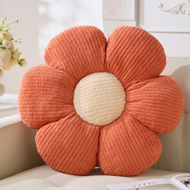 Vdoioe Daisy Pillow, Orange Flower Shaped Throw Pillow Cushion, 19.6" Plush Throw Pillow for Home Decor