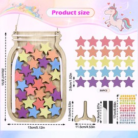 JIANTA Reward Glass, Children's Reward System, Magnetic Reward Glass for Classroom for Good Behavior Reward Jar Stars Wooden Stimulation Glass for Children, Teachers, Students (30 Stars + Sticker)