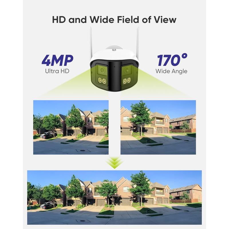 SANNCE 4MP Dual Lens Security Camera - 170° Ultra-Wide Angle,