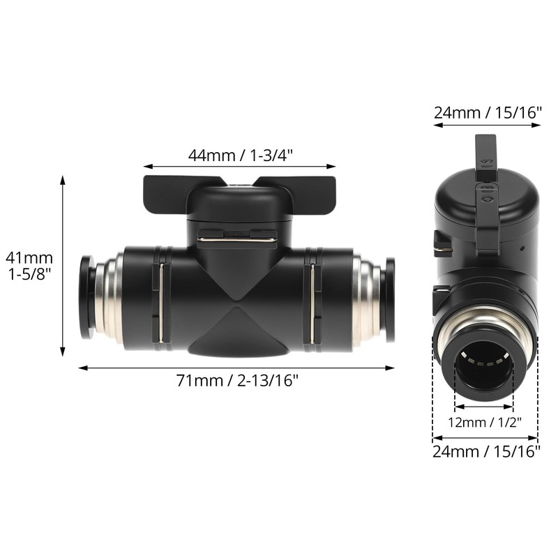 QWORK Pack of 5 Pneumatic Connectors Pneumatic Stop Valve for