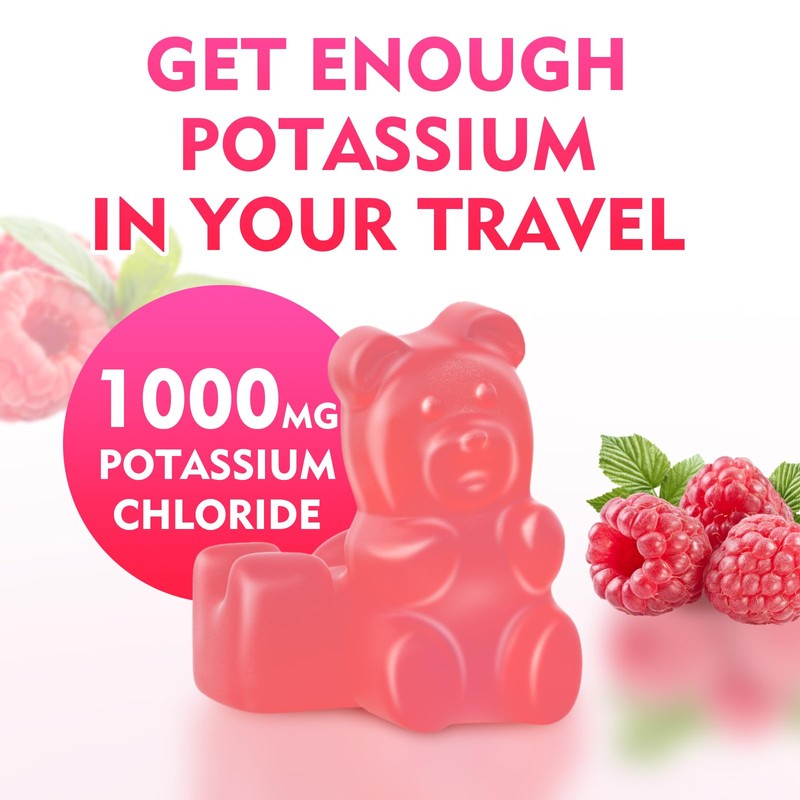 2 Pack Potassium Gummies, Potassium Chloride 1000mg for Adults, Sugar-Free
