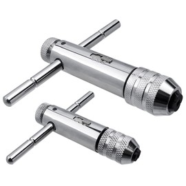 Bestgle 2 Pcs Ratcheting T-Handle Tap Holder Wrench Adjustable Ratchet Wrench Set for M3-M8 / M5-M12 Metric Screw Taps