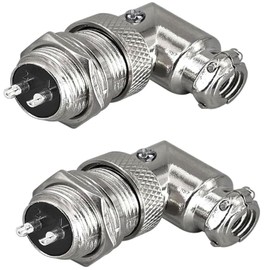 RUNCCI-YUN GX16 2 Pin Aviation Plug, 90 Degree Right Angle Metal Aviation Plug, GX16 Male Female Connector 2 Pin Panel Mounting Cable Connector, Pack of 2