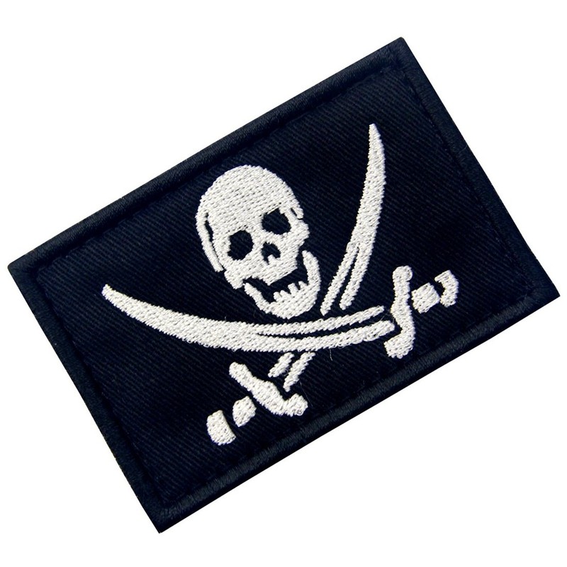 Glow in Dark Pirate Flag Military Morale Applique Fastener Hook