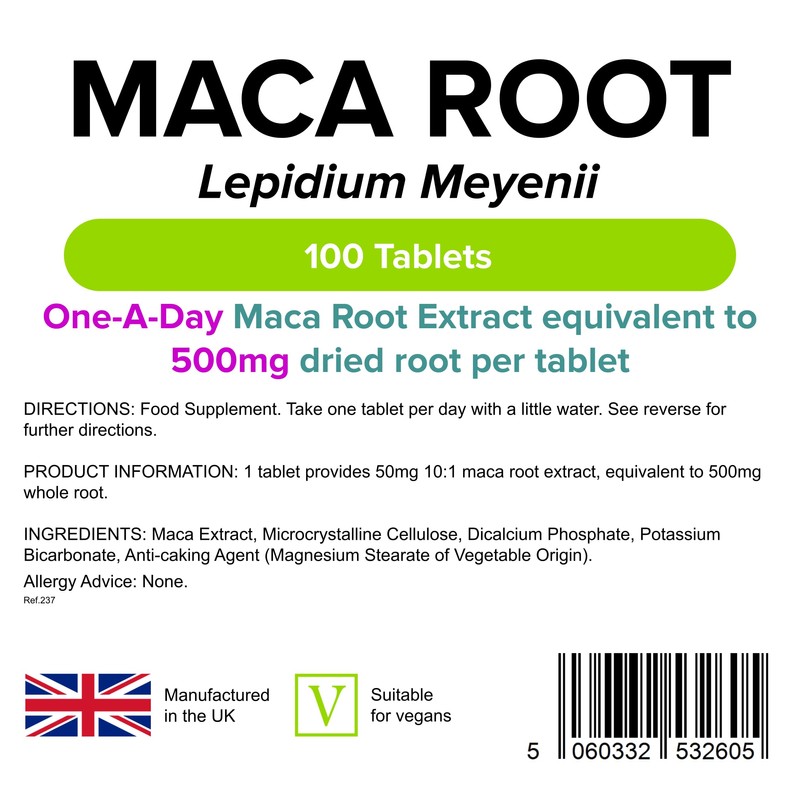 Lindens - Maca Root 500mg, 100 Tablets - 1 a