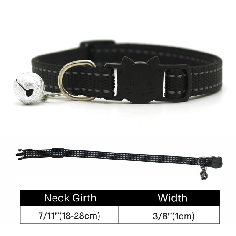 Cat/Kitten Collar with Bell & Reflective Stripes, Quick Safety Buckle