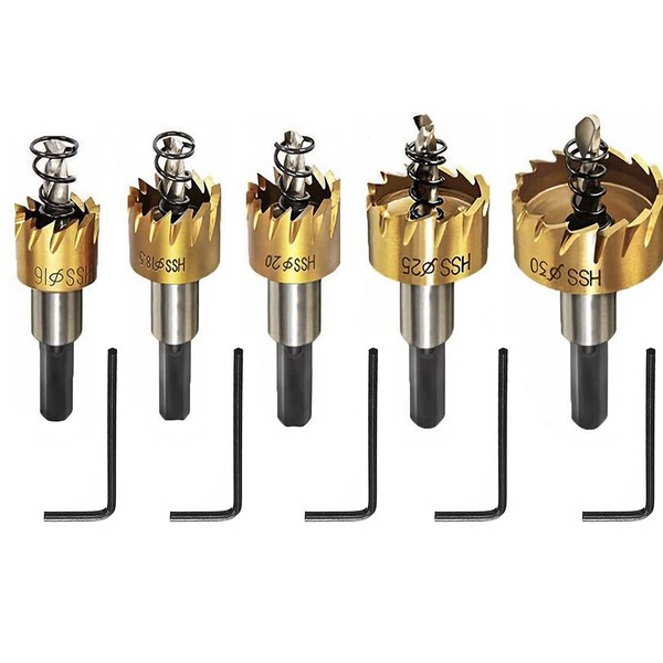 KEWAYO HSS Drill Bits and Hole Saws, 5pcs 16-30mm 5/8"