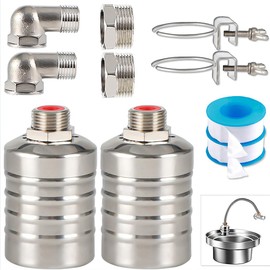 2PCS Float Valve,1/2" to 3/4'' water level control float valve, 304 Stainless Steel Fully Automatic water shut off valve, Automatic Water Level Controller for Water Tank, Pool, Livestock Troughs.