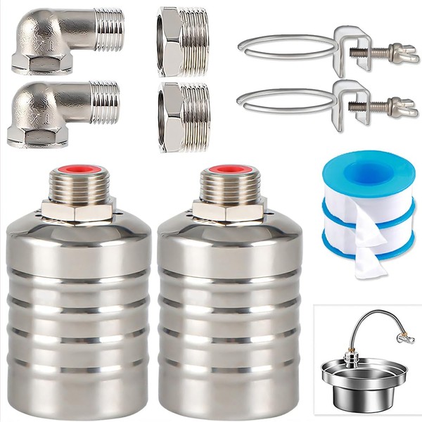 2PCS Float Valve,1/2" to 3/4'' water level control float valve,