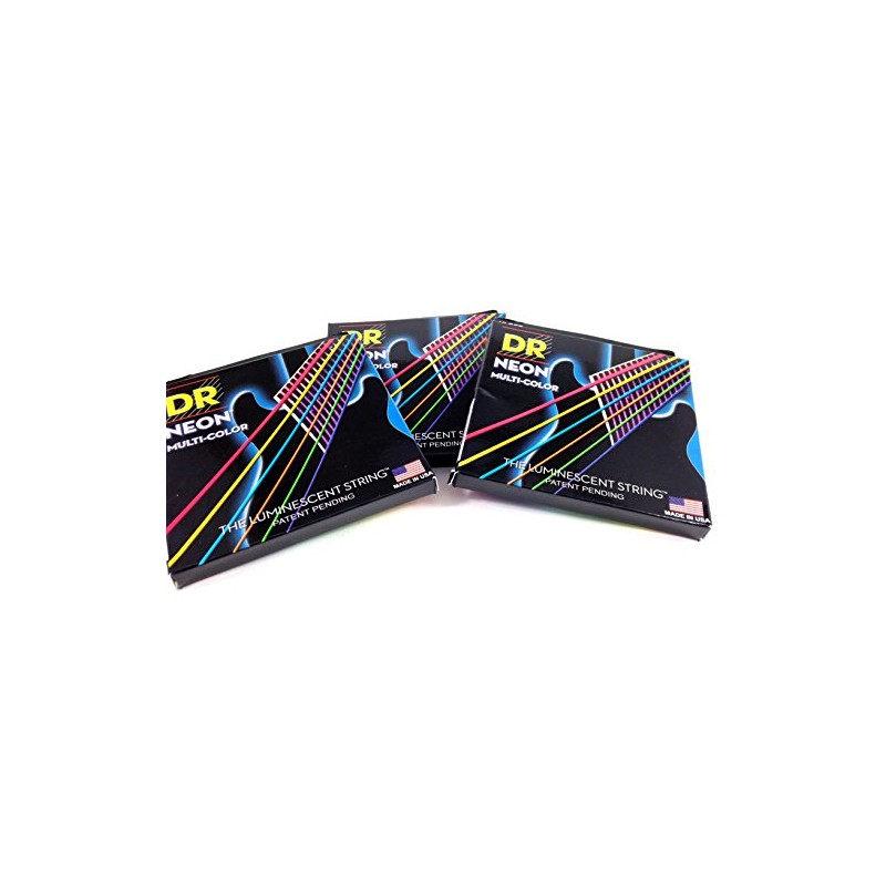 DR Guitar Strings 3 Sets Electric Neon Multicolor 9-42 Lite
