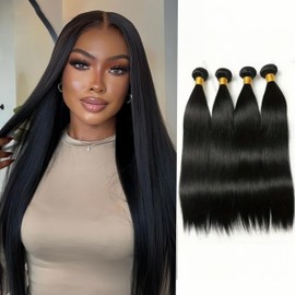 Brazilian Hair Extensions Human Hair Unprocessed Human Hair Straight Set 100% Human Hair Straight Strands Straight Hair (12 Inch 280g)