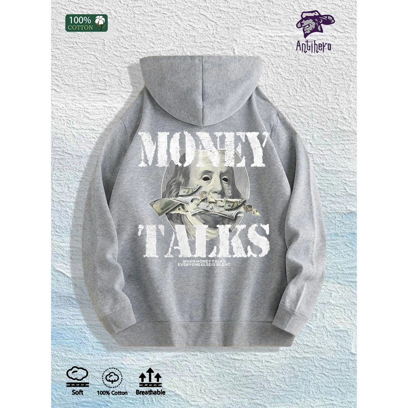 Money Talks Graphic Hoodie 100% Cotton US Warehouse 7 ColorsColor: