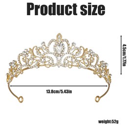 Gold Tiara for Women – Rhinestone and Pearl Princess Crown, Bridal and Pageant Luxury Crown for Weddings, Proms, and Special Occasions