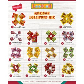 Mexican Candy Lollipops - Dulce Mexicanos Surtidos - Variety Pack of Sweet, Sour, Salty & Spicy - Mexican Candies Snacks (60 Count)