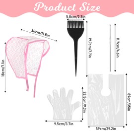 Bewudy 3 Sets Hair Highlighting Caps Kit for Salon Hair Dyeing Hairdressing and DIY Dyeing Hair (with Highlight Caps for Hair, Hair Highlighting Crochet Hooks, Dye Brushes, Gloves, Hair Dye Shawl)