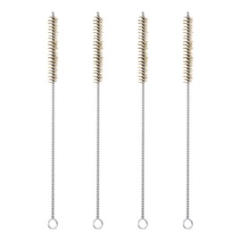 PATIKIL 12" Wire Tube Brush, 4Pcs 0.6" Diameter Brass Wire Tube Brush Pipe Cleaning Supplies for Auto Parts, Bottles, Tubes, Brass Tone