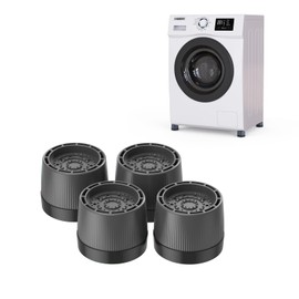 nediea Anti-Vibration Lift Stand for Washing Machines, Height Adjustable, Washing Machine Stand, Anti-Vibration Rubber, Soundproof/Vibration Proof Rubber Mat, Washing Machine, Noise Reducing, Vibration Absorbing Mat, Set of 4