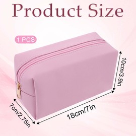 Small Makeup Bag Pu Leather Cosmetic Bag Travel Toiletry Bag Beauty Bag Make Up Organizer Portable Storage Purse Large Capacity Waterproof Neat Multifunctional Zipper Pouch for Women Daily Use(Pink)