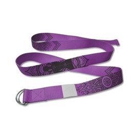 Yoga World D-Ring Yoga Strap 6ft Organic Cotton for Flexibility Pilates Fascia Hamstring Calf Stretching Purple