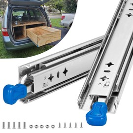 Heavy Duty Drawer Slides with Lock, 32 Inch, 150 lb Load Capacity, Side Mount, Full Extension, Ball Bearing, Cabinet Locking Rail, Tool Box Runner, 1 Pair