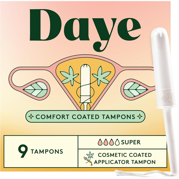 Daye CBD and Organic Tampons with Sugarcane Applicator, No-Shed Sleeve,