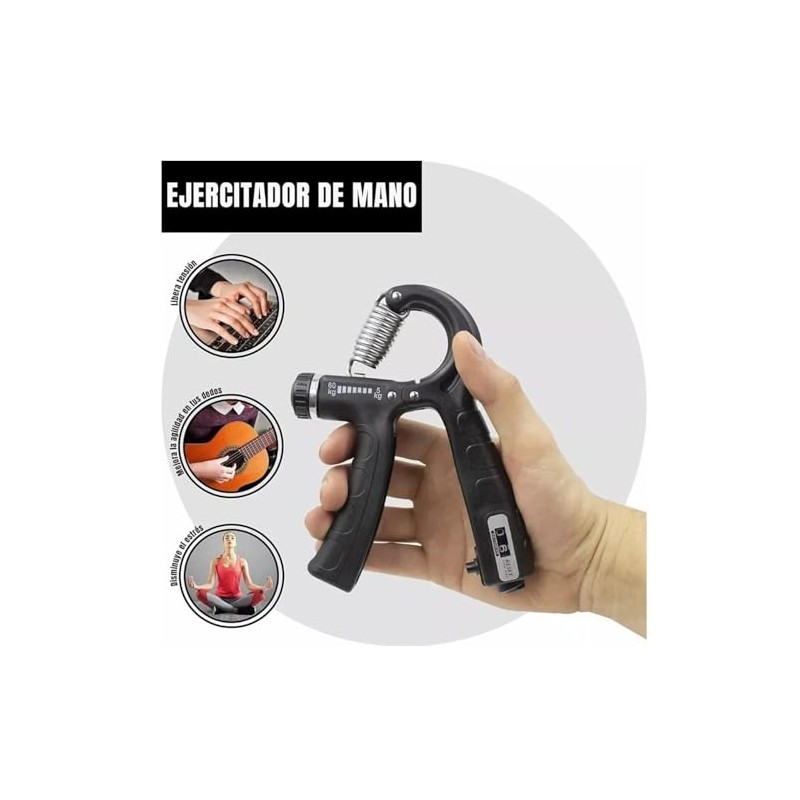 Ejercitador de Mano Ajustable con Resorte, Fortalecedor de Agarre Resistencia