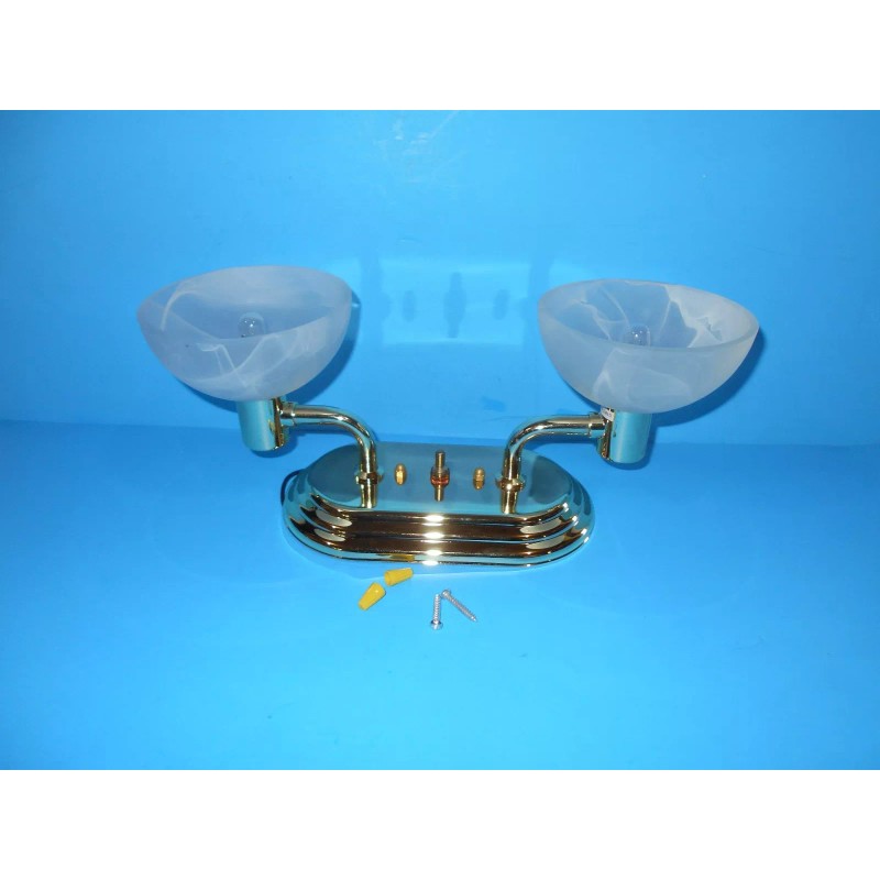 ITC *12 VOLT RV DUAL CEILING LIGHT POLISH BRASS FROSTED