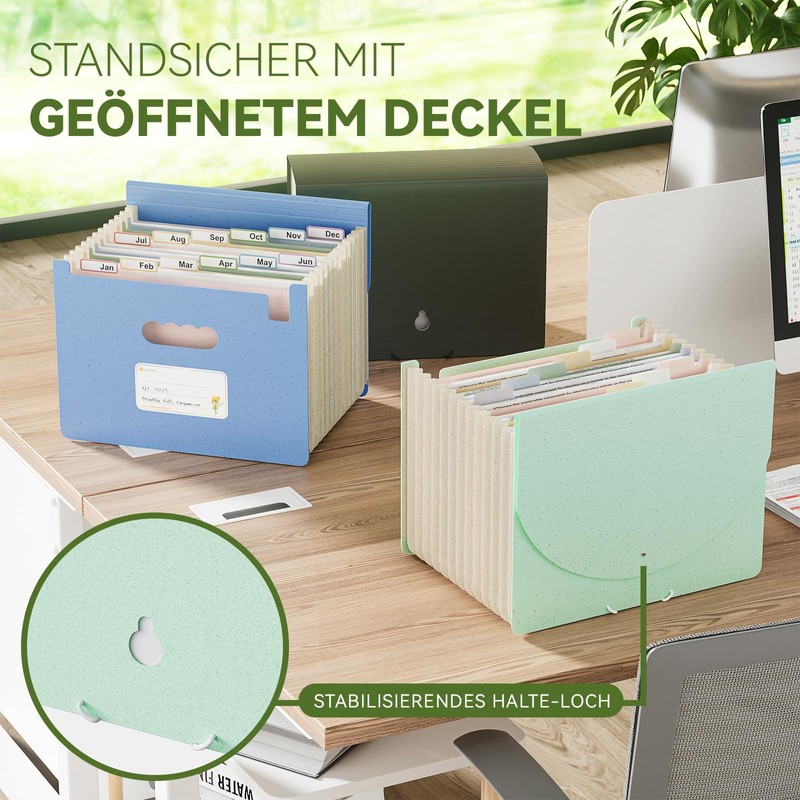 EcoStash Document Folder A4 12 Compartments Wheat Straw Expanding Folder