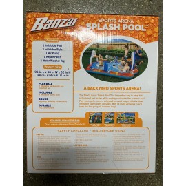 Banzai Sports Arena Splash Pool, 4-in-1 Inflatable Activity Play Center w/Pump