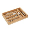 Relaxdays Bamboo Cutlery Tray with 6 Compartments for Kitchen Cutlery