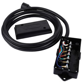 LSAILON 7 Way Trailer Plug Cord 12 FT, with 7 Gang Junction Box,7 Blade Trailer Wiring Harness, Trailer Connector Cable Wiring Harness 12FT for RV Truck Camper