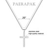 PAERAPAK Brother Gifts Brother Cross Necklaces, Silver American Flag Cross