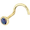 Solid 14K Gold Nose Screw Stud Bezel Set Alexandrite 22G