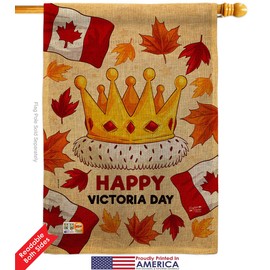 Happy Victoria Day Burlap Garden House Flags Kit Regional Canada Canadian Territories Region Country Particular Area Small Decorative Gift Yard Banner Double-Sided Made In USA 28 X 40