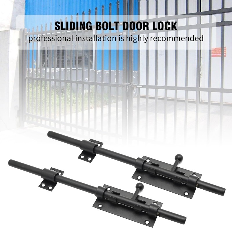 Aynaxcol 2 PCS 12-Inch Black Sliding Bolt Door Latch with