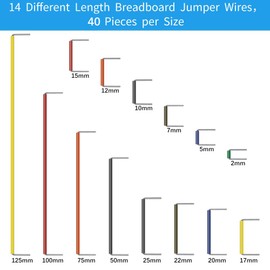 WANTOUTH 560 Pcs Jumper Wire Kit, 14 Lengths Assorted Preformed Breadboard Jumper Wires, Male to Male Solderless Jumper Cables with Storage Box for Prototyping, LED Strips, and Test Circuits