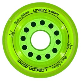 Labeda Union Roller Hockey Wheels + Hybrid Ceramic Bearings Hilo X-Soft - 76mm White / 80mm Green