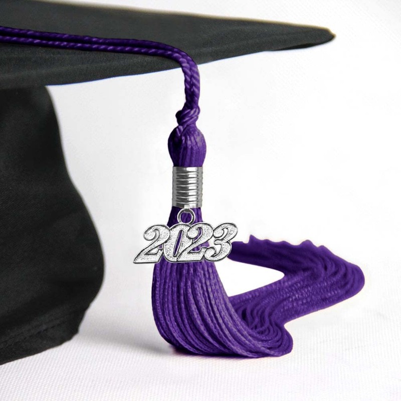 Endea Graduation Single Color Tassel with Silver Date Drop (Purple,