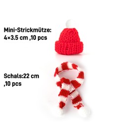 GISELA D Pack of 20 Mini Christmas Hats and Scarves for Mulled Wine Bottles, Christmas Party Decoration