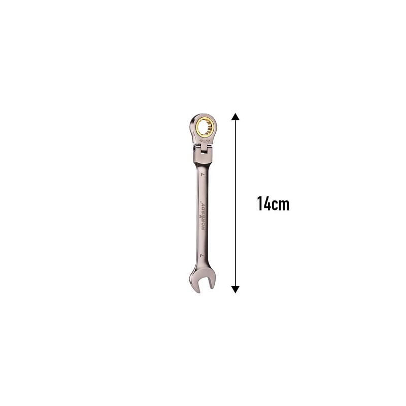 HORUSDY Flexible Head Ratchet Spanner, 7MM Metric Wrench Ratcheting Combination