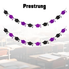 Vofrise Purple Graduation Decorations Class of 2025 Graduation Banner Pre-strung Glitter Congrats Grad Cap Banner for Grad Party Decorations 2025