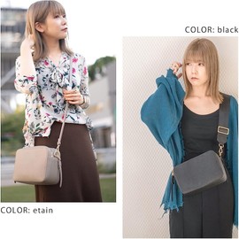 MALTA Women's Shoulder Bag, Cross-body Design, Double Zipper, 2-Way Strap, Wide Wide, Reduces Strain, Smaller, Large Capacity, Lightweight, Bag, navy