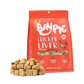 BAYPIE Freeze-Dried Chicken Liver Treats for Dogs - Single Ingredient, Grain Free, Raw Nutrition Dog Training Snacks - High Protein, Natural Flavor - 4oz