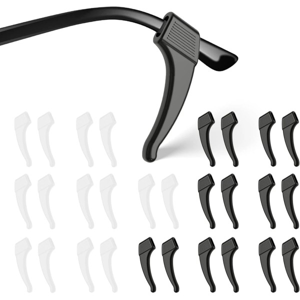 SMARTTOP 16Pairs Anti-Slip Eyeglass Ear Grips Hook, Comfortable Black &