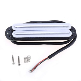 Musiclily Hot Rails Humbucker Strat Pickup Single Coil Size for Fender Stratocaster Squier Electric Guitar,White Body with Chrome Rails