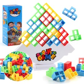 64pcs Tetris Tower Balance Game, Bloques de Construcción de Equilibrio de Descompresión, Stack Attack, Juegos Mesa, Juguetes de Apilamiento de Equilibrio Juegos Mesa Perfectos para niños, Adultos