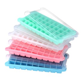 Humbee Ice Cube Tray, Soft Silicone Ice Tray with Lid, Flexible and Stackable Ice Cube Trays for Freezer, 1-Inch Cubes (36 Cubes, Pink)