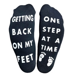 SILLY OBSESSIONS Funny Socks if you can read this, please rub my feet, Get Well Soon Socks for Men & Women, Post Surgery gift, Get Well - Black, 7-11