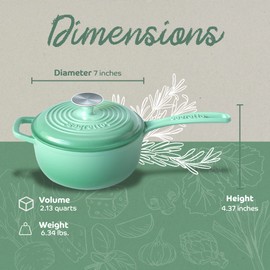 Small Sauce Pan with Lid, 2.13 QT Verde Chiaro (Light Green) Sauce Pot, Small Pot with Stay Cool Helper Handle and Tight-Fitting Lid-Segretto Cookware